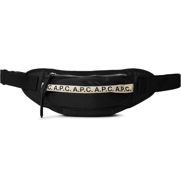 Photo: A.P.C. - Logo-Print Tape-Trimmed Tech-Canvas Belt Bag - Black