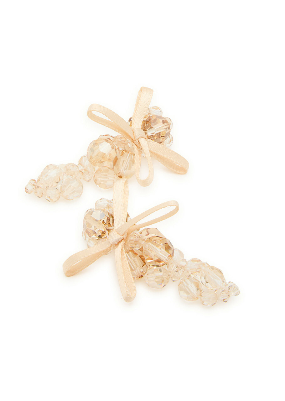 Simone Rocha Petite Bow Crystal-embellished Earrings - Cream - One Size