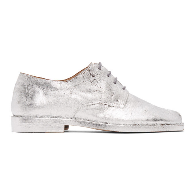 Maison Margiela Metallic Silver Tabi Lace-Up Shoes