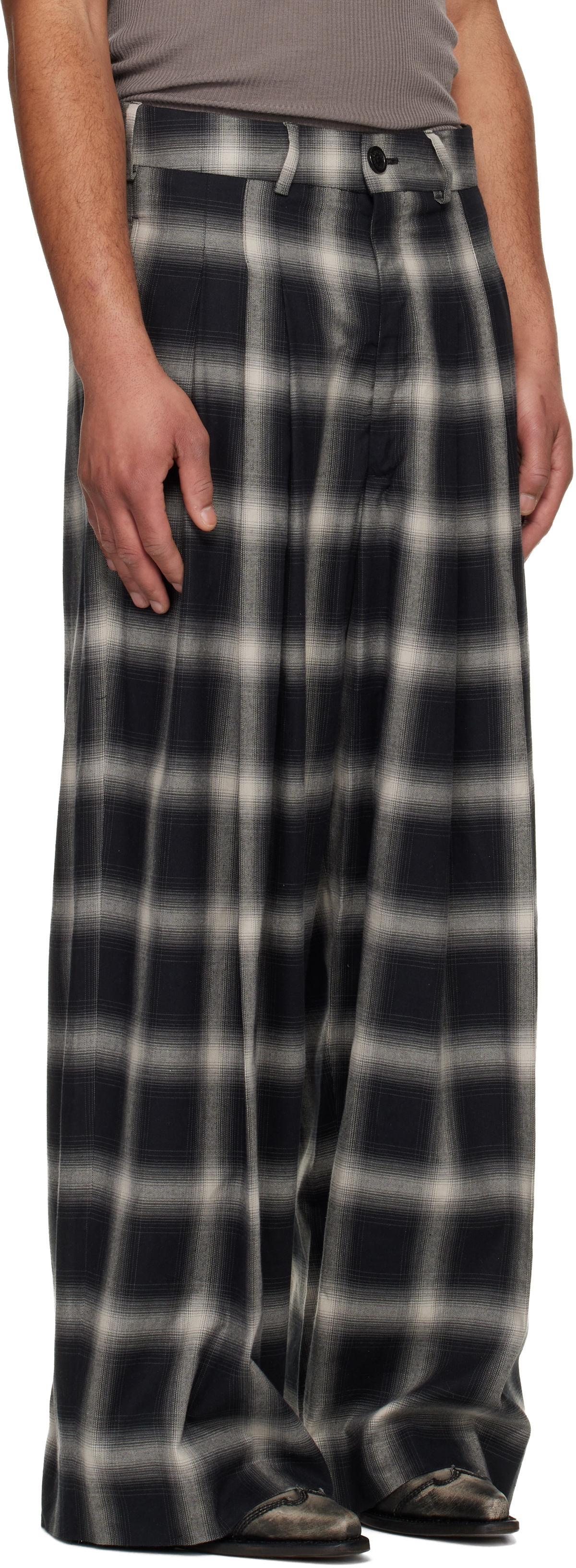 LU'U DAN Gray Triple Pleat Trousers