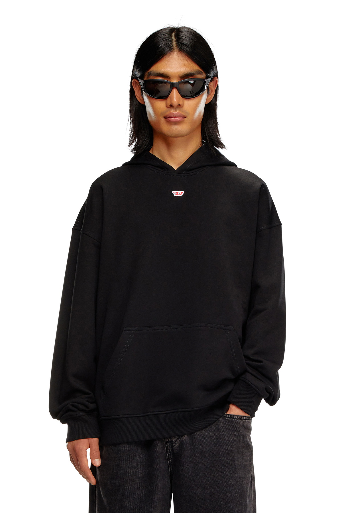 Diesel Hoodie With D Logo Patch Sweaters Mens In Black Diesel diesel-hoodie-with-d-logo-patch-sweaters-mens-in-black-diesel