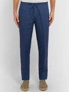 Loro Piana - Slim-Fit Linen Drawstring Trousers - Blue