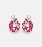 Kamyen 18kt white gold earrings with rubies and diamonds