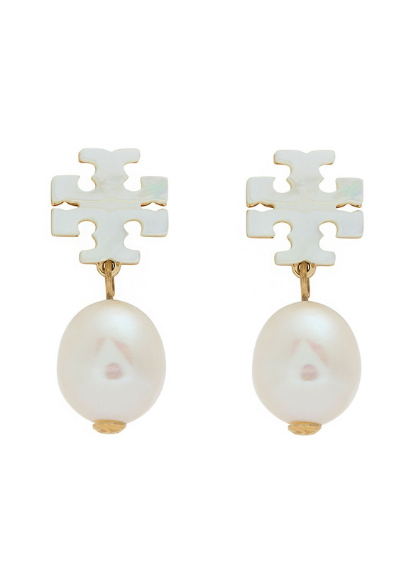 Photo: Tory Burch Kira Pearl-embellished 18kt Gold-plated Drop Earrings - One Size