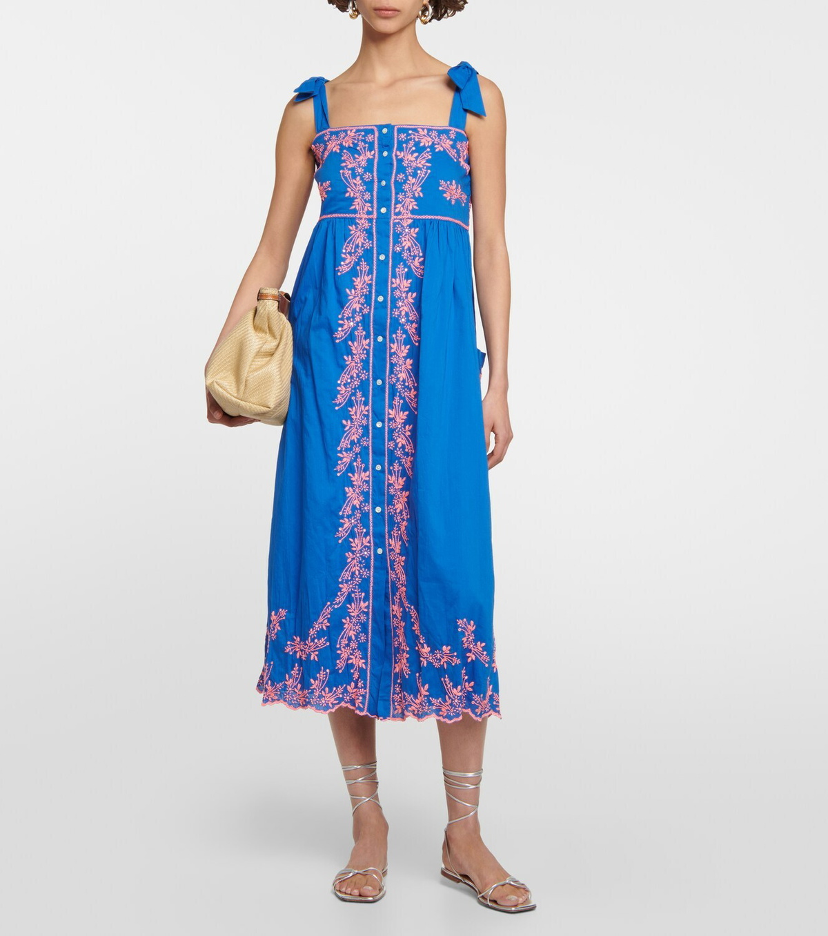 green emerald velvet dress Juliet Dunn Off The Shoulder Mexican Print Dress in Fuchsia main image 0