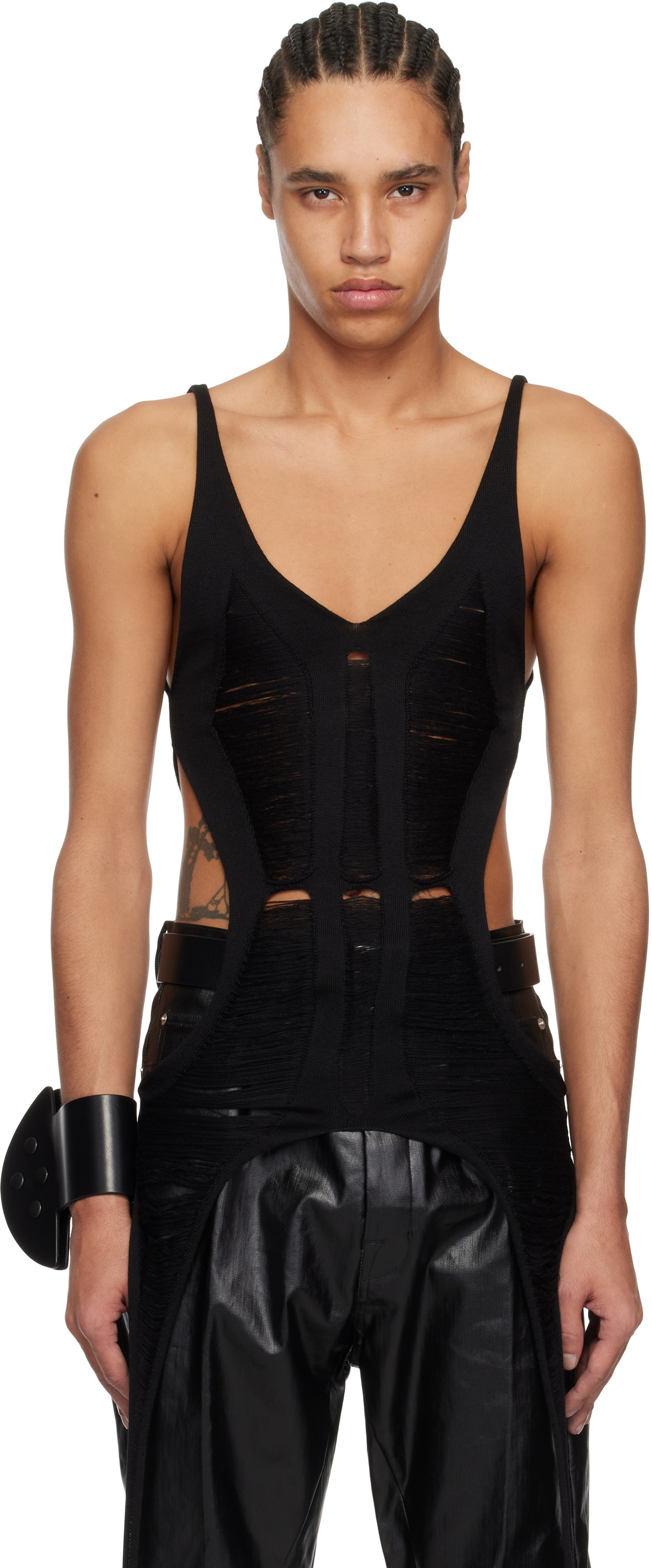 Rick Owens Black Hollywood Bodysuit Tank Top
