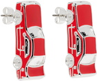 Marland Backus Silver & Red Traffic Jam Earrings