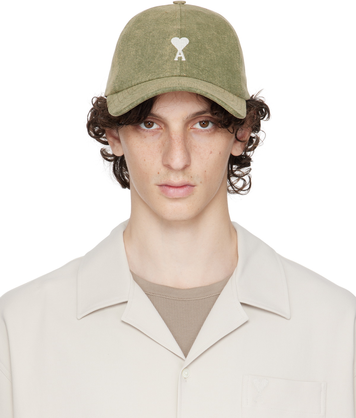 AMI Paris Beige Ami de Coeur Embroidery Cap AMI