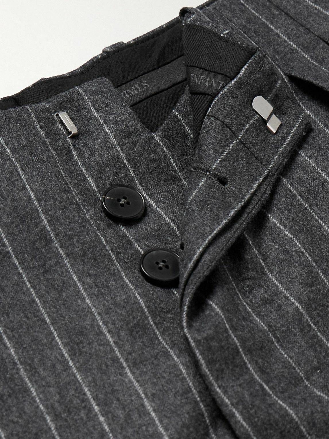 Enfants Riches Déprimés - Wide-Leg Pleated Pinstriped Distressed