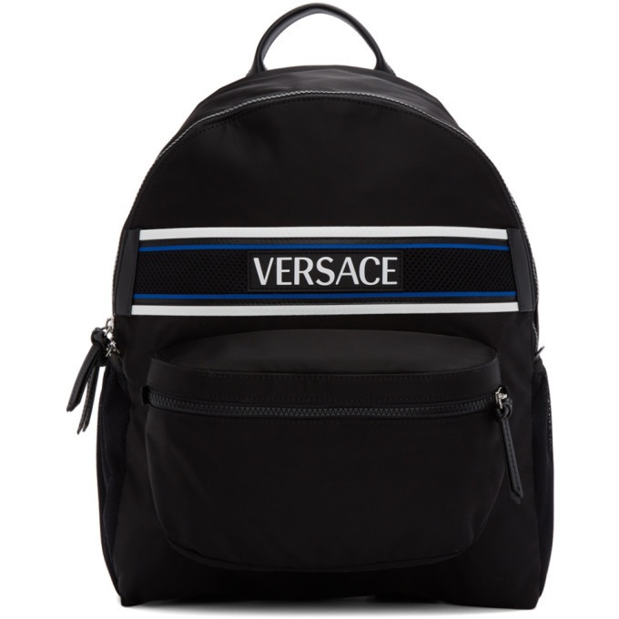 Photo: Versace Black Nylon Logo Backpack