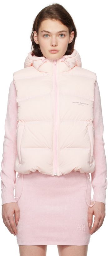 Photo: Alexander Wang Pink Cropped Hooded Puffer Down Vest