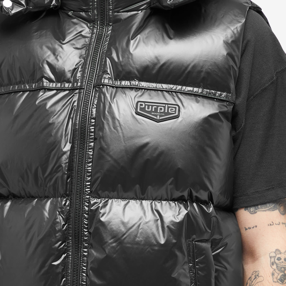 Purple Brand Men's Nylon Puffer Vest in Black
