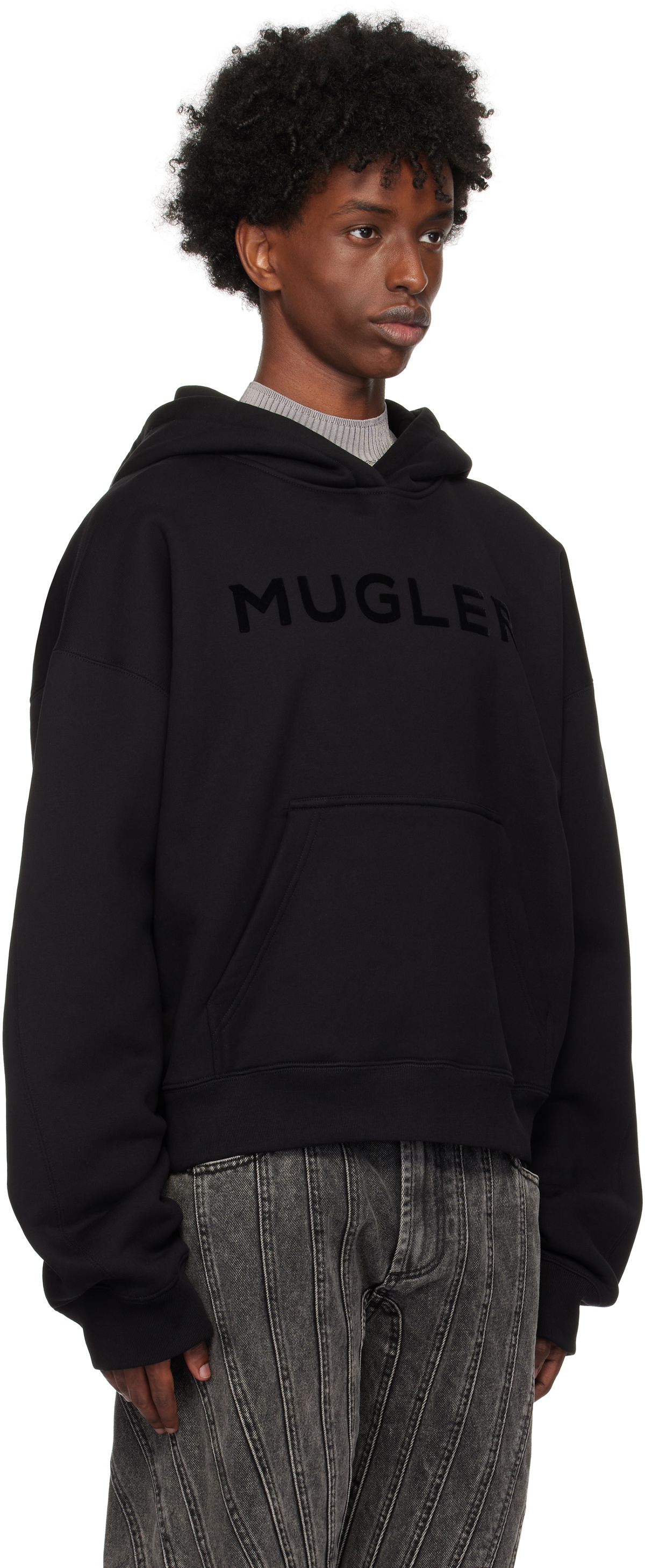 Mugler Black 'Mugler' Logo Hoodie