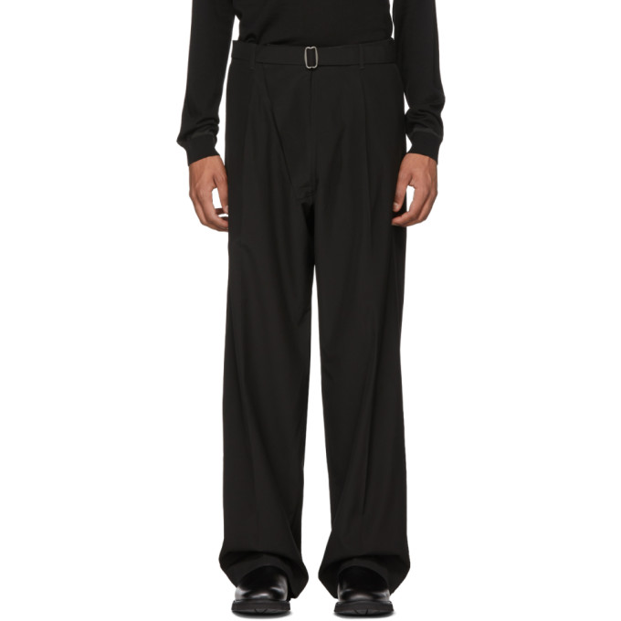 Mackintosh 0002 Black Belted Wide-Leg Trousers Mackintosh