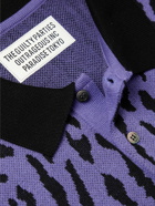 Wacko Maria - Logo-Embroidered Leopard-Print Cotton-Blend Polo Shirt - Purple