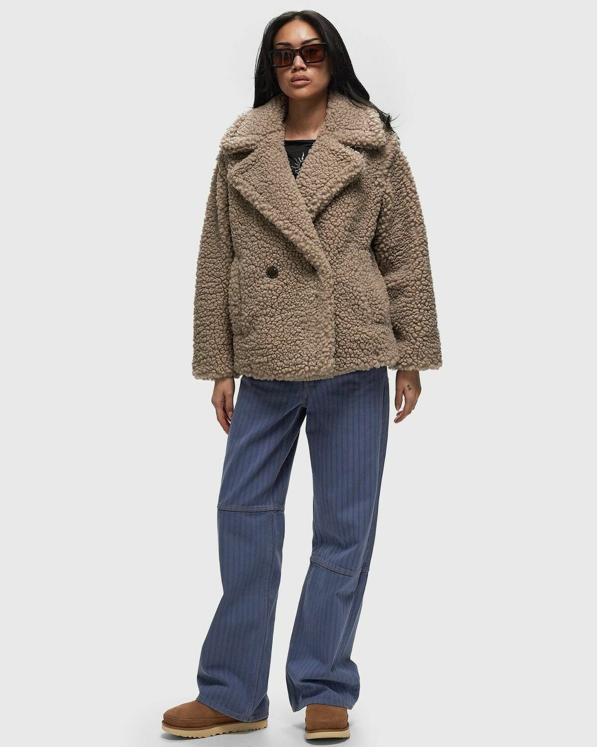 Ugg Gertrude Short Teddy Coat Grey Coats Ugg