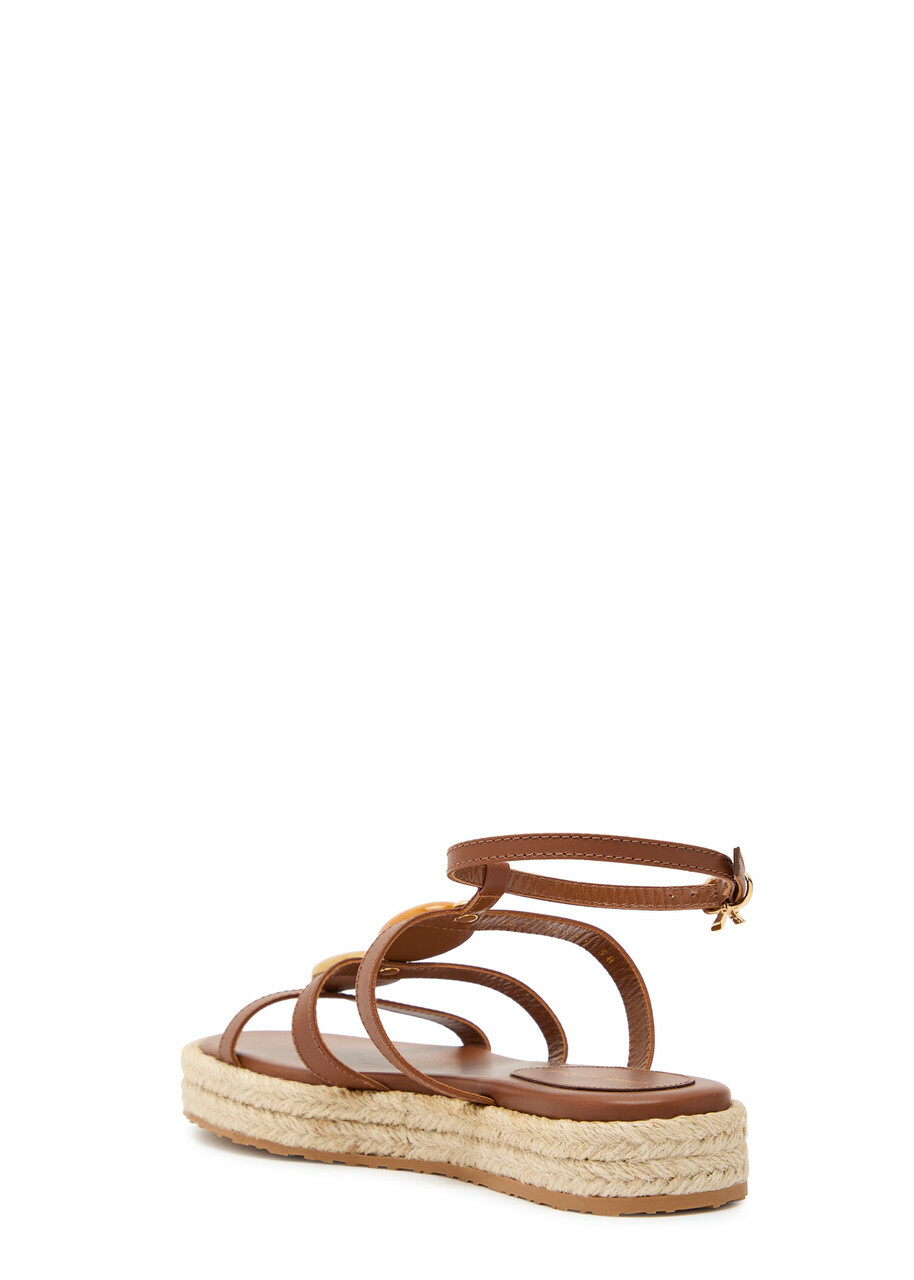 Gianvito Rossi Gem-embellished Leather Espadrille Sandals Beige