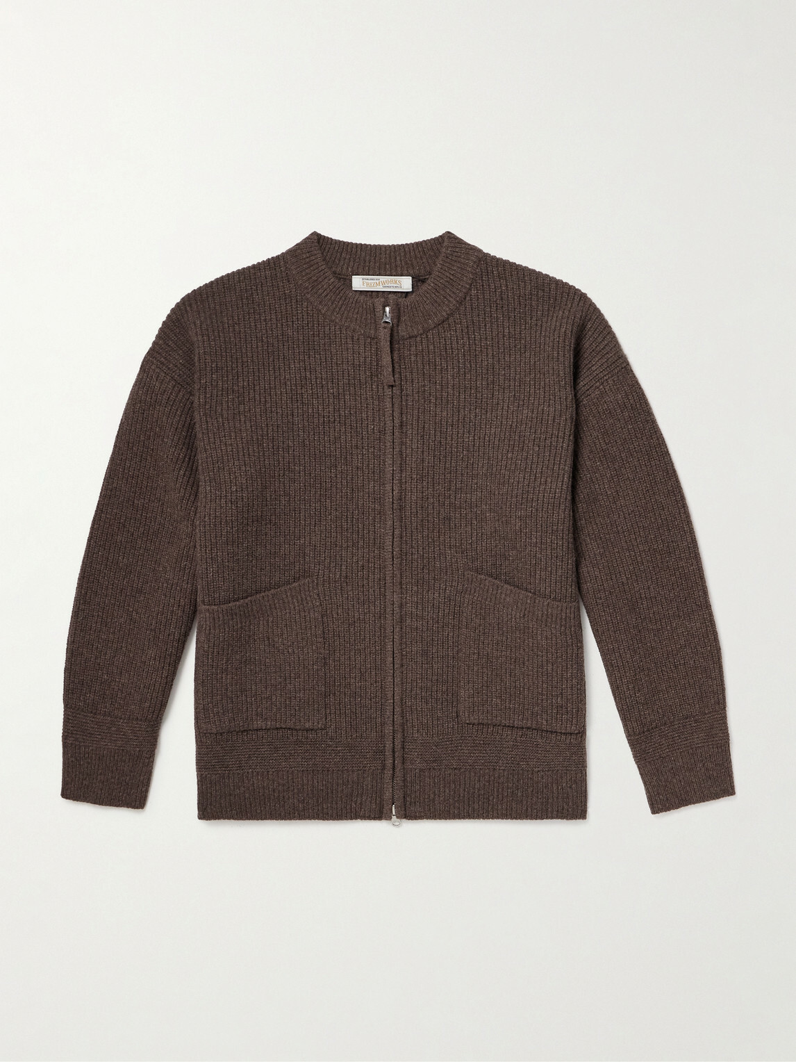 FrizmWORKS - Deck Ribbed Wool-Blend Zip-Up Cardigan - Brown