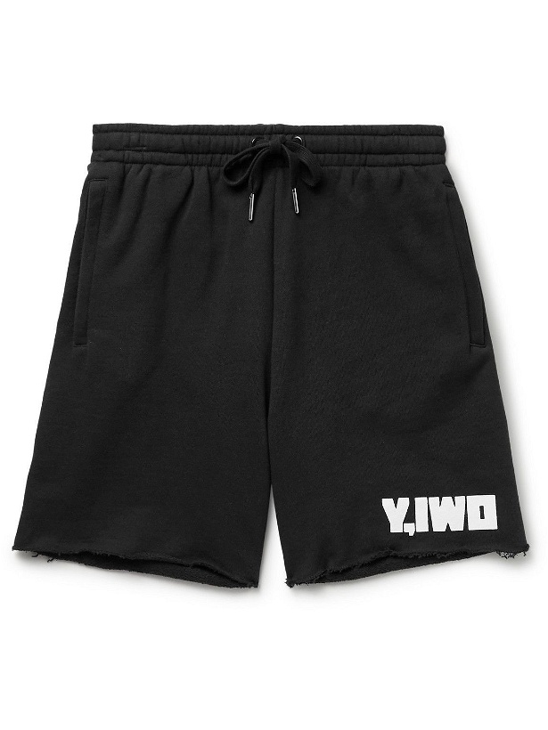 Photo: Y,IWO - Straight-Leg Logo-Print Cotton-Jersey Drawstring Shorts - Black