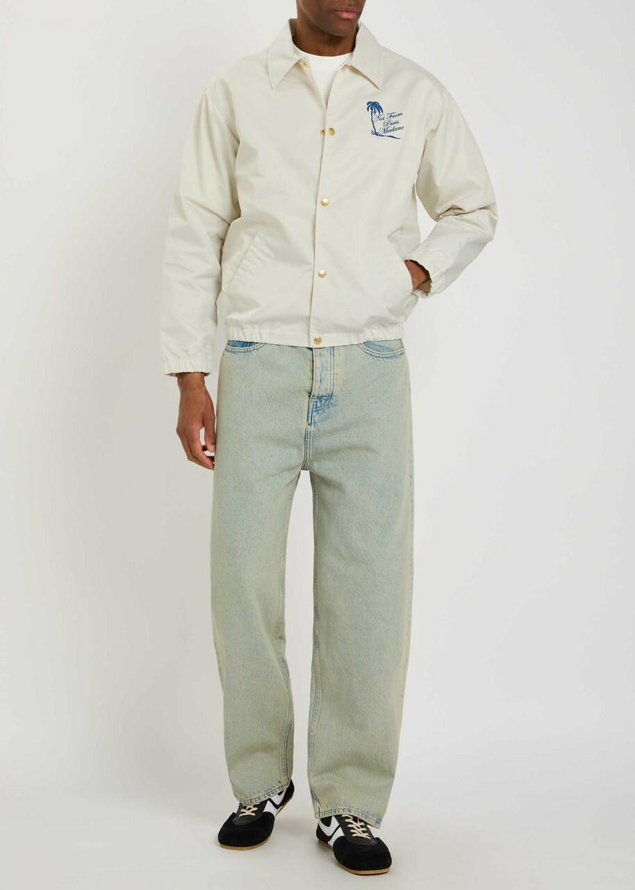 DRÔLE DE Monsieur Veste Slogan Palmier Printed Jacket Off White