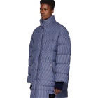 3.1 Phillip Lim Blue Down Striped Oversized Coat