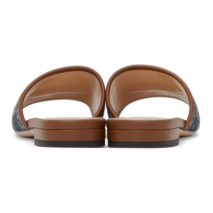 Gucci Blue Denim GG Jacquard Slide Sandals Gucci