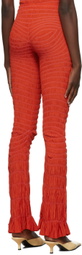 Gauntlett Cheng SSENSE Exclusive Red Flared Linear Elastic Trousers