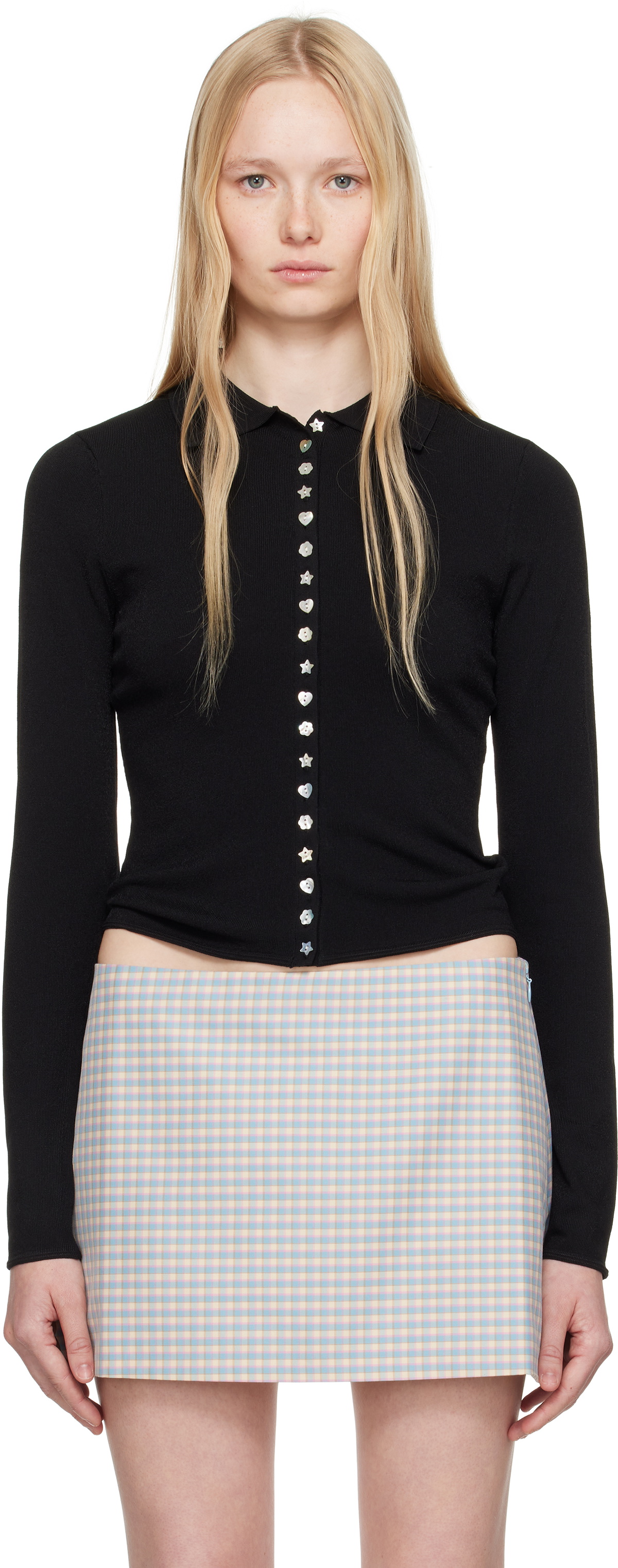 Sandy Liang Black Fiction Cardigan