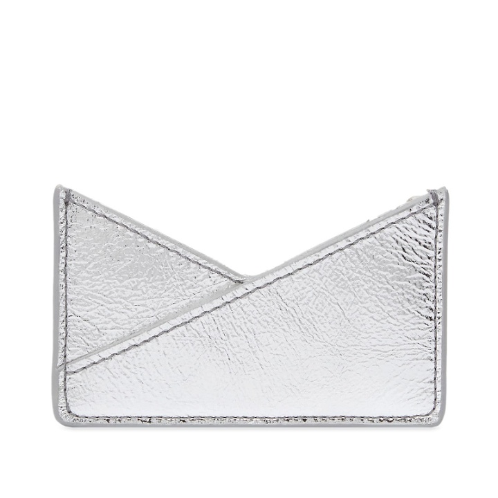 Photo: MM6 Maison Margiela Men's Crossover Calf Leather Cardholder in Silver