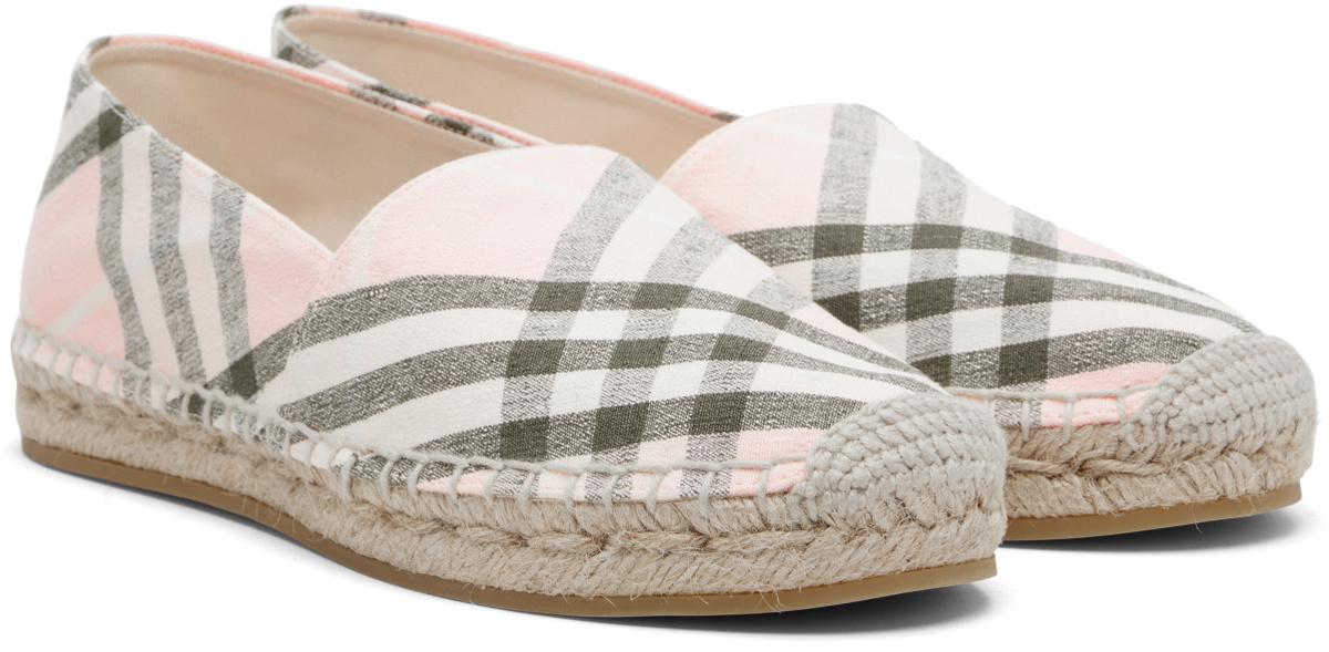 Burberry Pink & Khaki Check Mews Espadrilles​