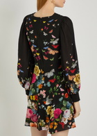 Alice + Olivia Irene Empire Waist Printed Woven Mini Dress Black