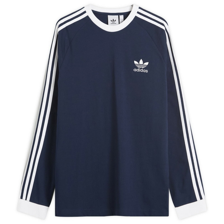 Photo: Adidas 3-Stripes Long Sleeve T-Shirt in Night Indigo
