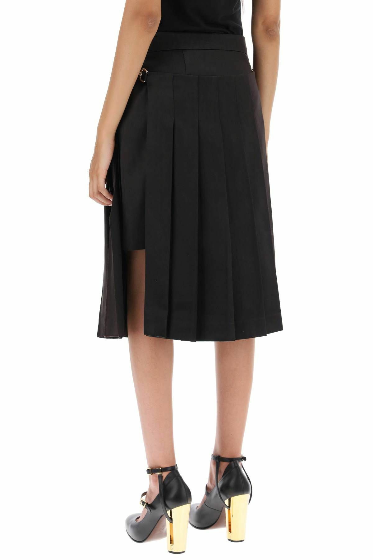 FENDI duchesse skirt with pleated panel Brown Fendi