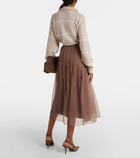 Brunello Cucinelli Pleated silk organza midi skirt