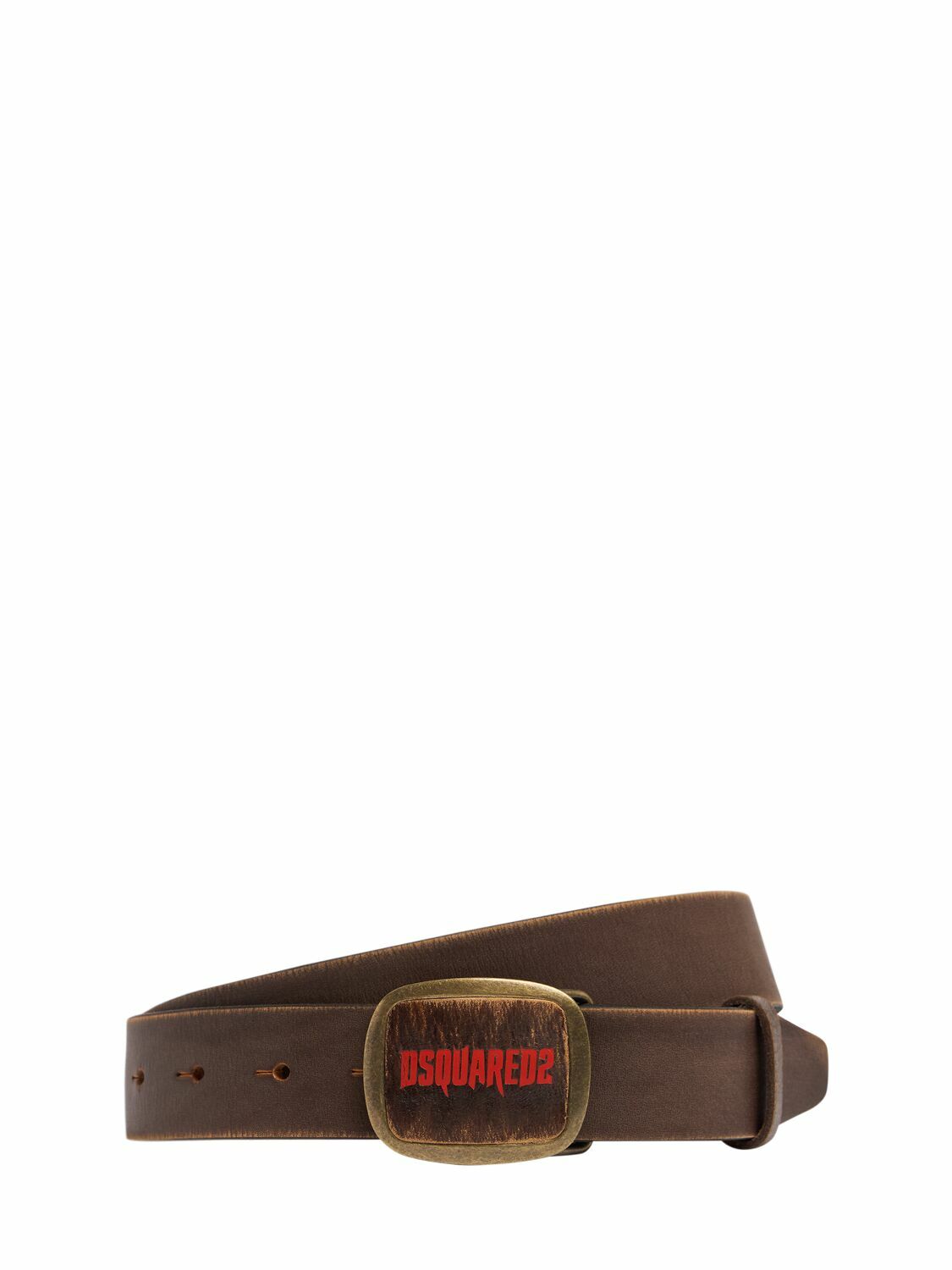 DSQUARED2 35mm Logo Plaque Leather Belt Dsquared2