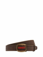 DSQUARED2 35mm Logo Plaque Leather Belt