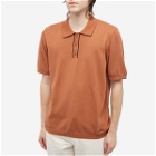 A.P.C. Men's Jacky Embroidered Logo Knitted Polo Shirt in Hazelnut