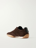 Tod's - Panelled Leather-Trimmed Suede Sneakers - Brown
