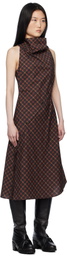 Pushbutton Red Halter Sleeveless Midi Dress
