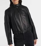 Vince Cropped leather bomber jacket