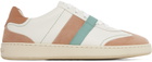 Salvatore Ferragamo White & Pink Garda Low Sneakers