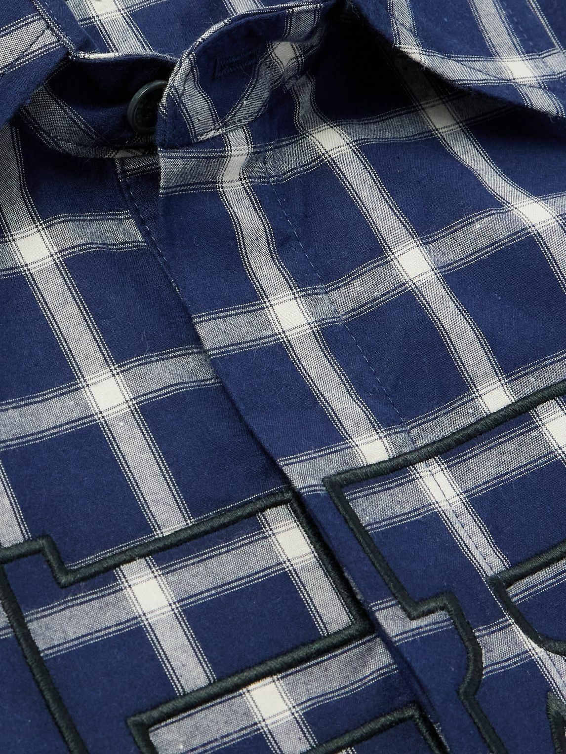 Rhude - Logo-Embroidered Checked Cotton-Poplin Shirt - Blue