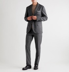 Brunello Cucinelli - Houndstooth Wool and Silk-Blend Suit Jacket - Gray