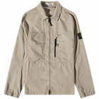 Stone Island Men's Brushed Cotton Canvas Zip Shirt Jacket in Dove Grey