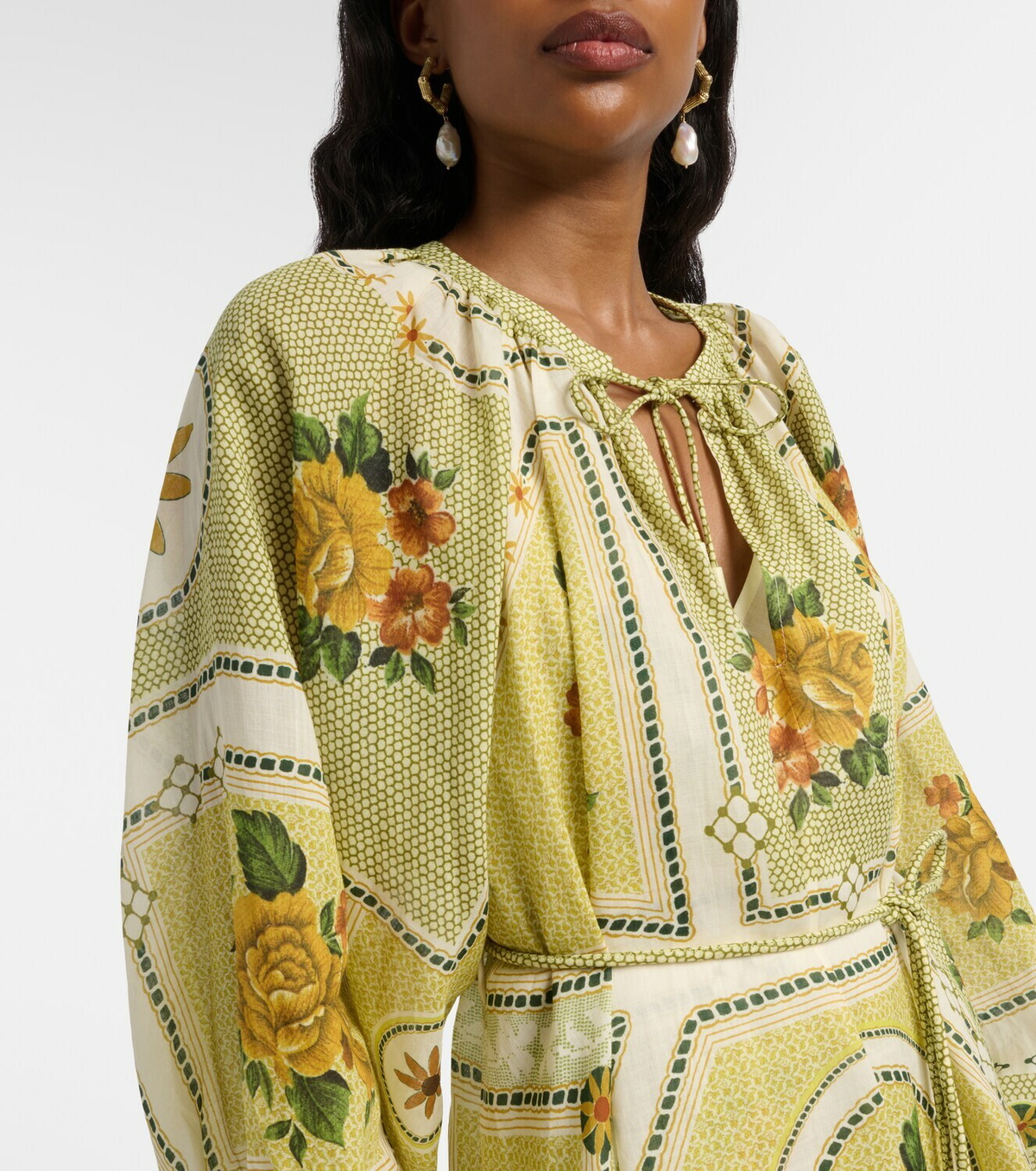 Alémais Dixie belted printed ramie minidress