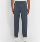 Valentino - Tapered Pleated Tech Cotton-Blend Trousers - Gray
