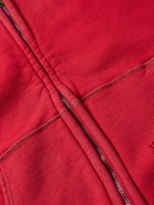 A.PRESSE - Vintage Cotton-Jersey Zip-Up Hoodie - Red