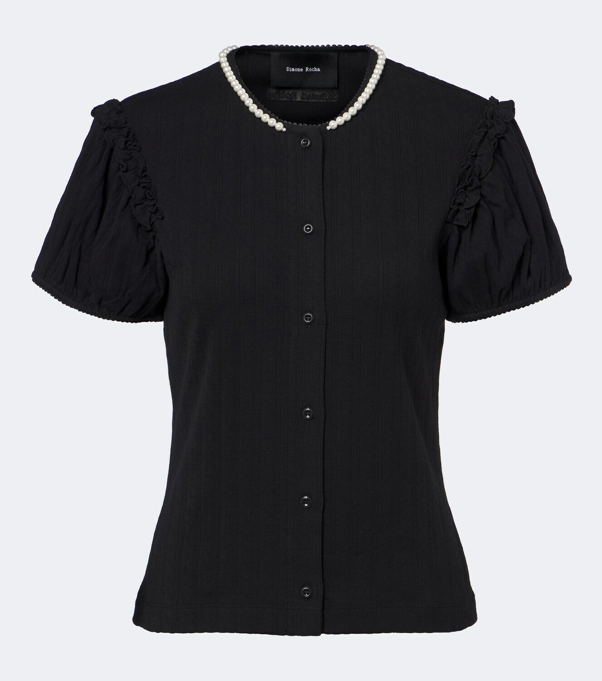 Simone Rocha Embellished pointelle cotton cardigan
