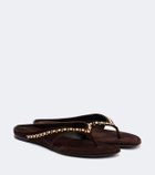 Herbert Levine Sun-kissed embellished suede thong sandals