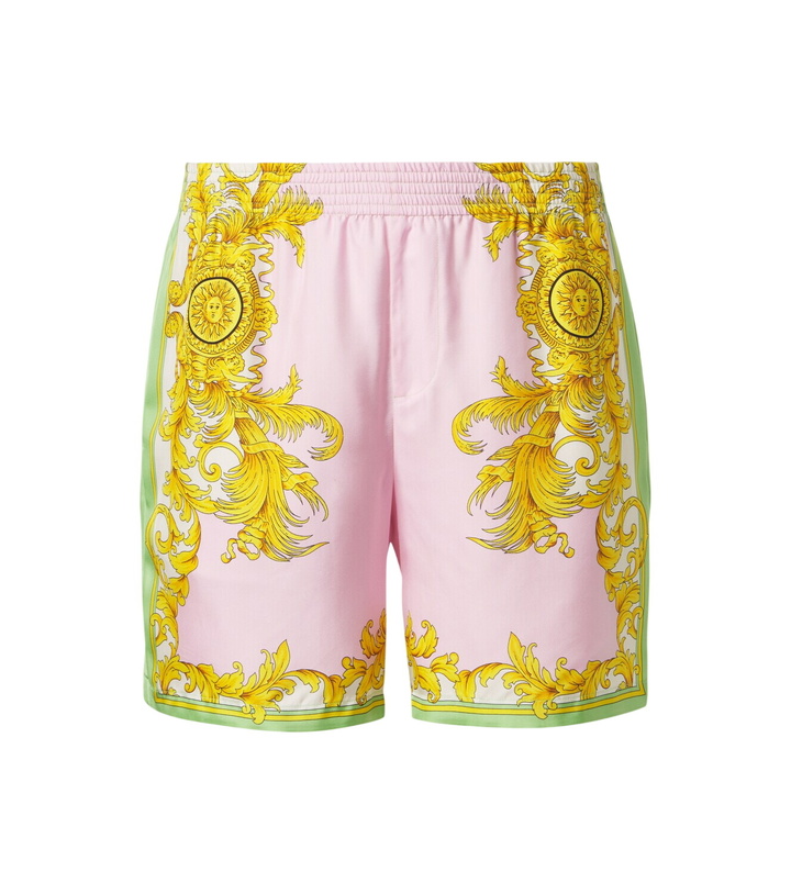Photo: Versace Printed silk shorts